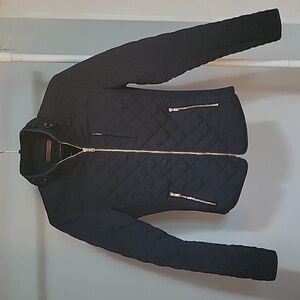 Zara Woman Black Quilted Moto Jacket sz Small